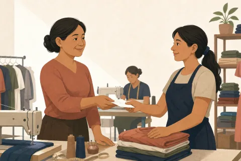 Ilustración editorial de las diferencias en beneficios laborales entre una microempresa y una pequeña empresa peruanas inscritas en el REMYPE.