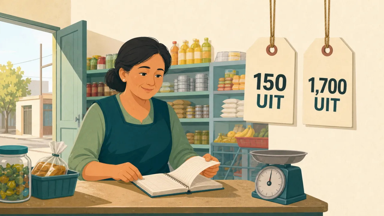 Ilustración conceptual sobre los topes de ventas que separan a la microempresa de la pequeña empresa en Perú.