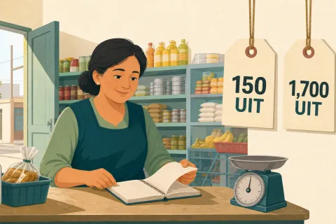 Ilustración conceptual sobre los topes de ventas que separan a la microempresa de la pequeña empresa en Perú.