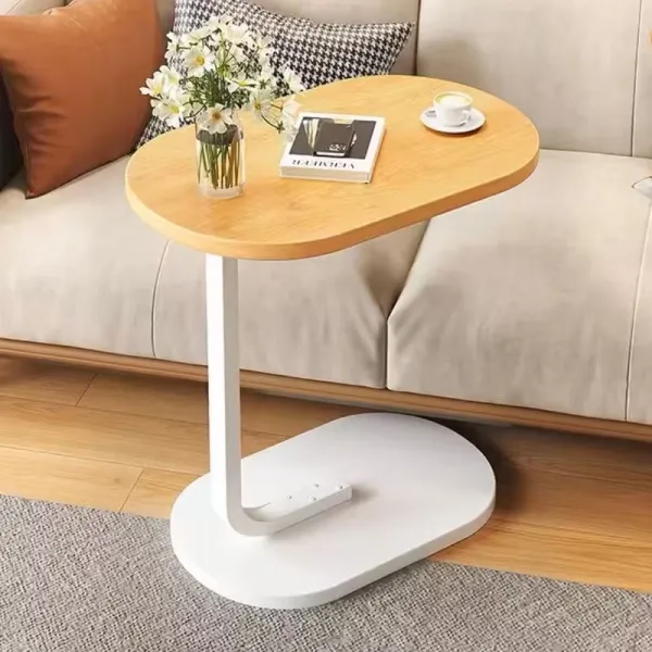 MESA AUXILIAR TIPO C MULTIUSO MADERA CLARA