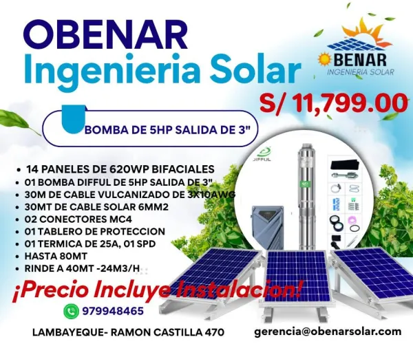 Bombeo solar de 5hp