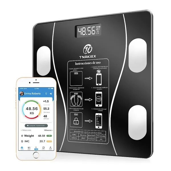 BALANZA DIGITAL BLUETOOTH 180KG INTELIGENTE NEGR