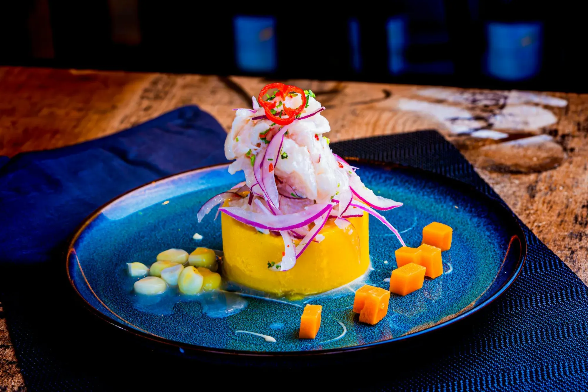 Ceviche Peruano Colorido Con Camote