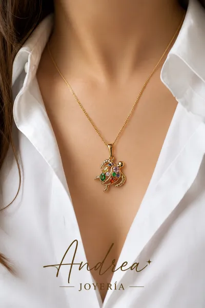 Collar tortuga zirconia multicolor