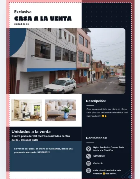 Venta de casa Ciudad ilo Nylon San Pedro Coronel Balta cercado