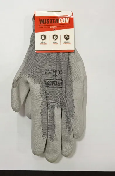 Caja x 240 pares-Guantes Tallas-7,8,9, de PU. Gris .