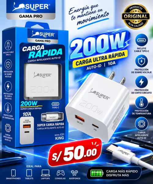 CARGA RAPIDA Super  200W - 10A