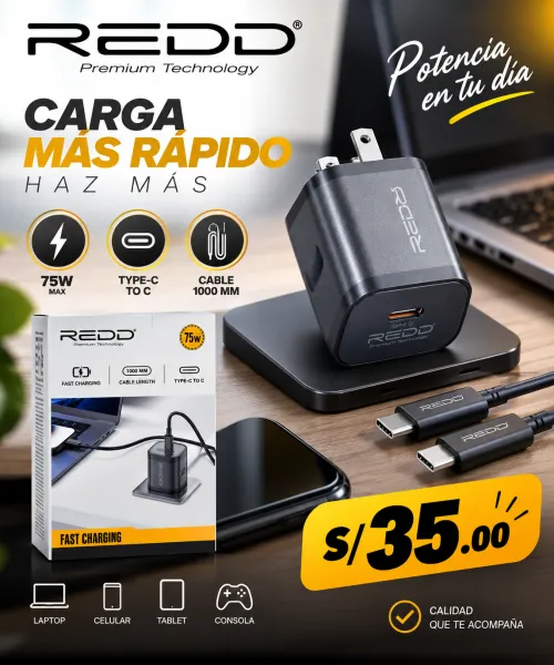 GARGA RAPIDA  REDD  Tipo-C  75W RD-6070PD