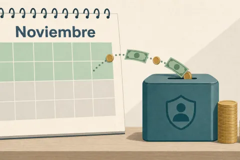 Ilustración del depósito de la CTS en la primera quincena de noviembre, entrando en una cuenta de ahorro.